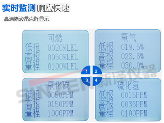 S4000M型便携式有毒气体检测仪液晶显示图